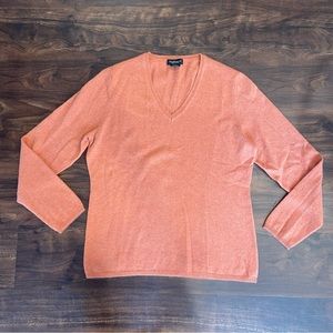 Lord & Taylor Orange Cashmere Pullover Sweater